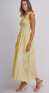 Soft Ruffle Bodice Midi Dress in BUTTER YELLOW - Women's Dresses | Urban Daizy