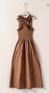 Soft Ruffle Bodice Midi Dress in BROWN - Women's Dresses | Urban Daizy