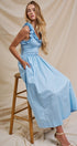 Soft Ruffle Bodice Midi Dress in LT BLUE - Women's Dresses | Urban Daizy