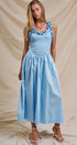 Soft Ruffle Bodice Midi Dress in LT BLUE - Women's Dresses | Urban Daizy