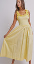 Soft Ruffle Bodice Midi Dress in BUTTER YELLOW - Women's Dresses | Urban Daizy
