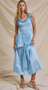 Soft Ruffle Bodice Midi Dress in LT BLUE - Women's Dresses | Urban Daizy
