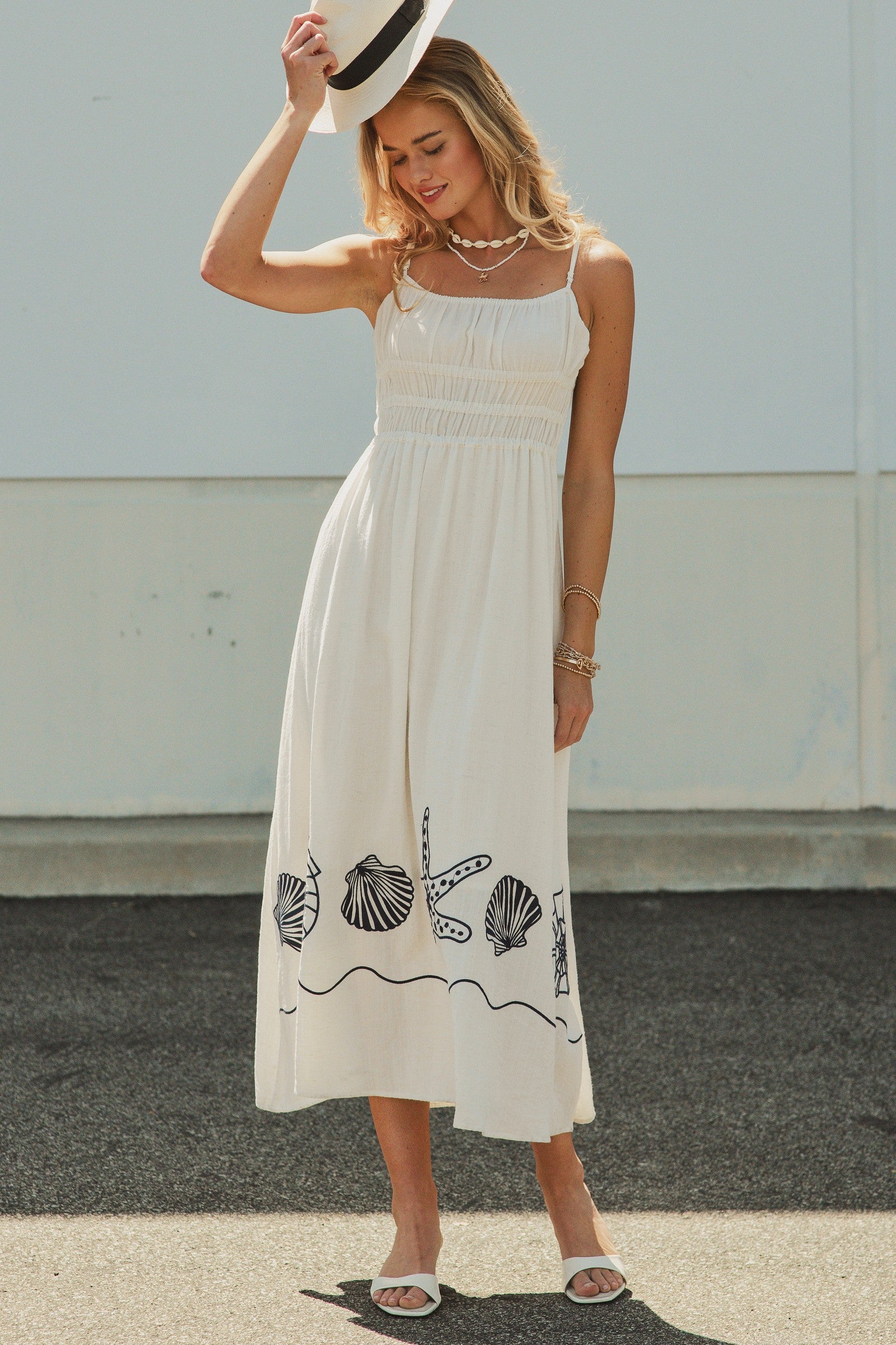 Santorini Shores Midi Dress in WHITE - Women's Dresses | Urban Daizy