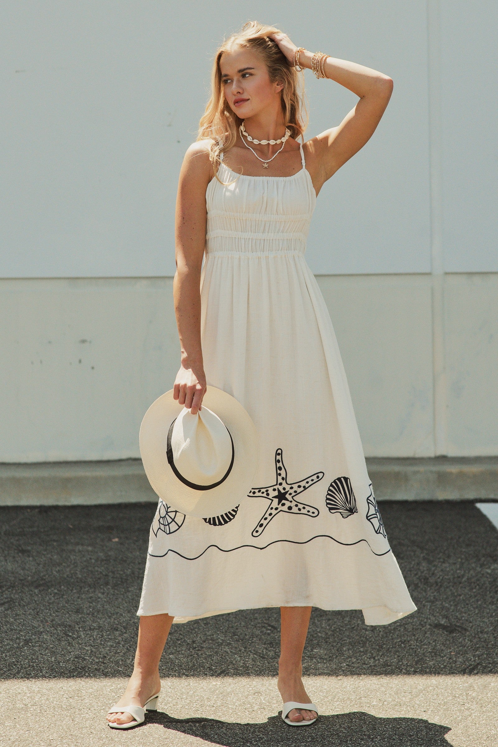Santorini Shores Midi Dress in WHITE - Women's Dresses | Urban Daizy