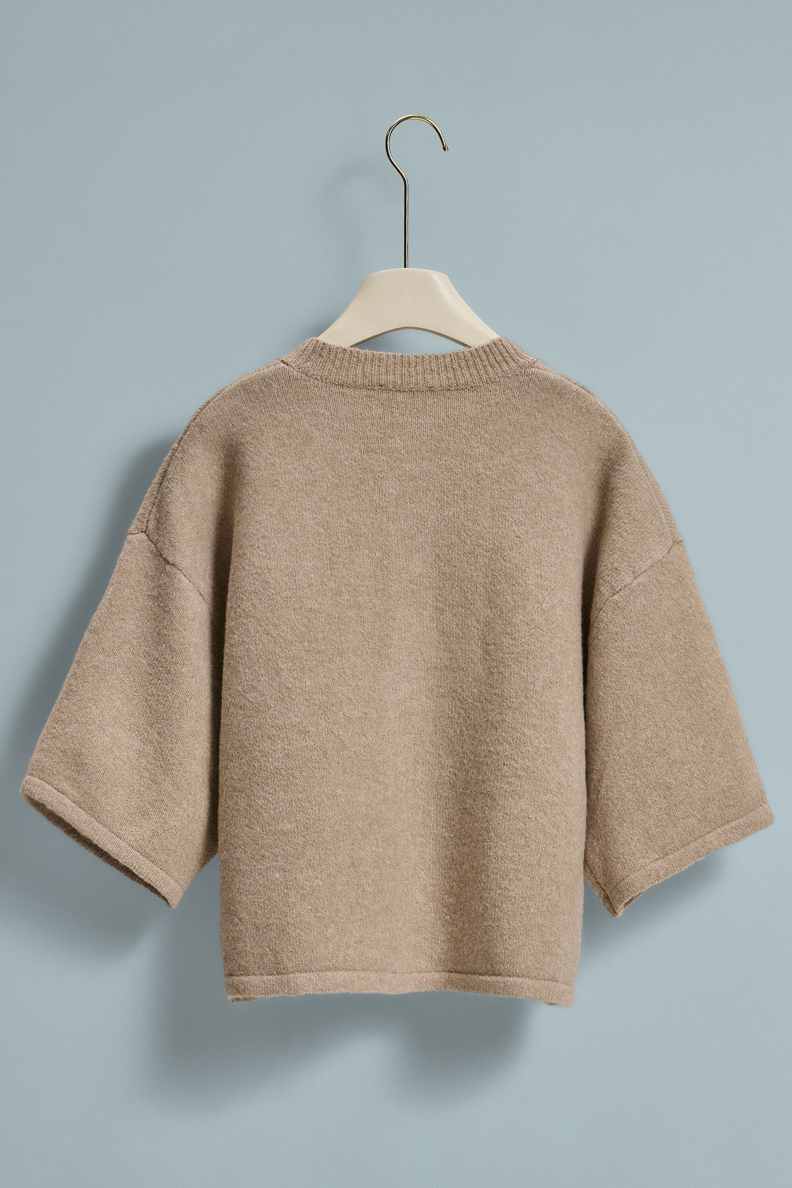 Cropped Knit Button-Front Cardigan Dropped Shoulder