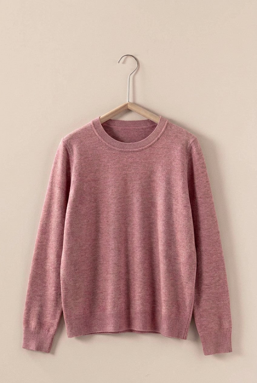 Soft Viscose Blend Crewneck Knit Pullover