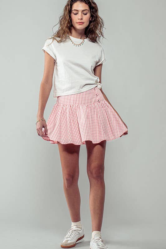 Urban Daizy Gingham Side-Button Mini Skirt Blue Skirt - Women's (UDZ-SK-00153) – alternate view 20