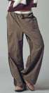 Urban Daizy Drawstring Waist Wide-Leg Relaxed Pants Olive Pants - Women's (UDZ-TP-00814) – alternate view 3