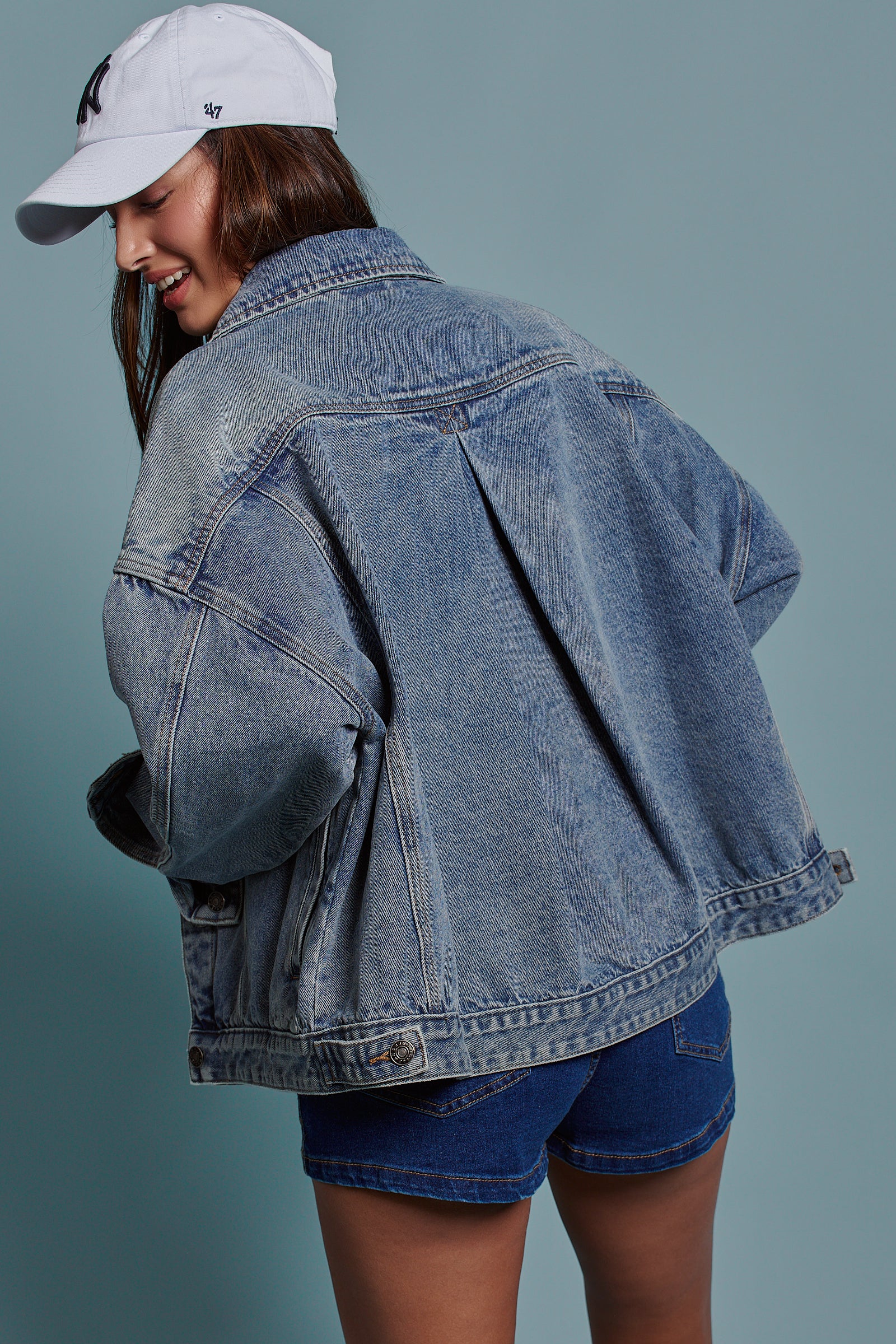 Oversized Button Up Pleated Back Western Jacket