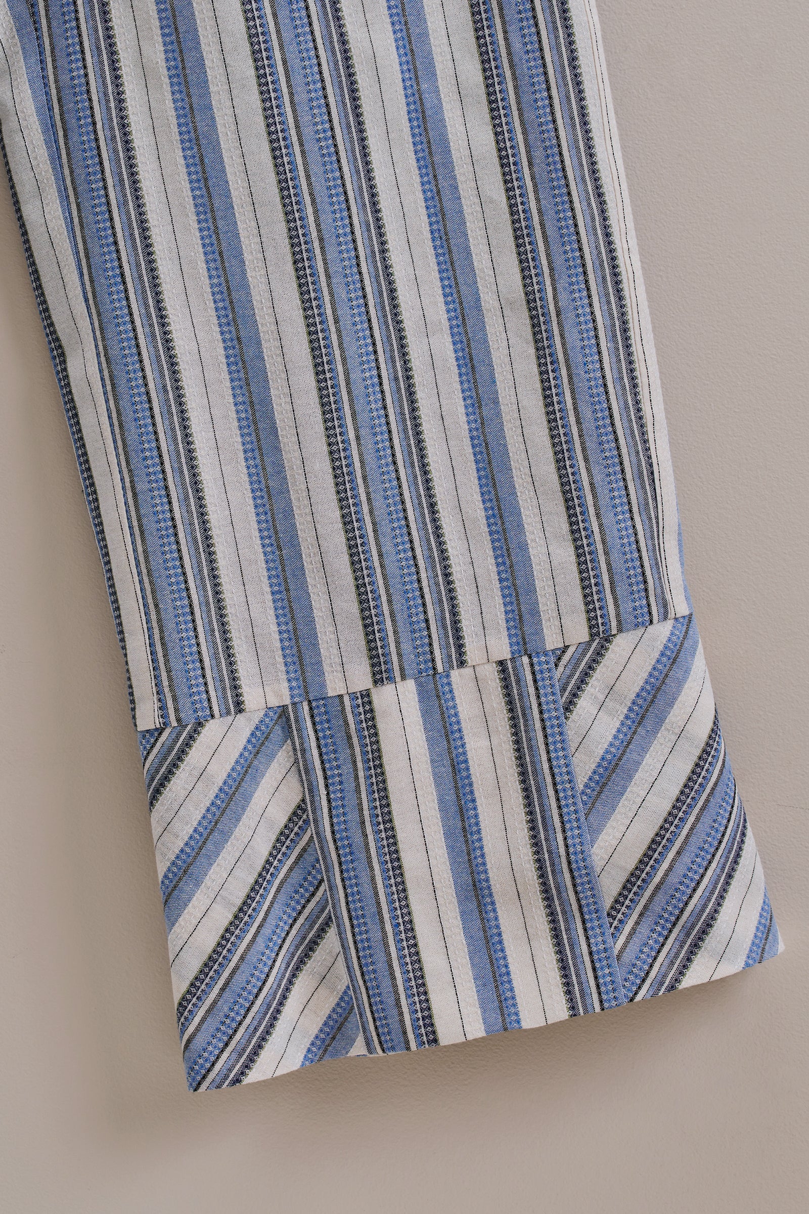 Striped Wide-Leg Cotton Blend Pants