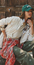 Reversible Corduroy Flannel Plaid Shacket Western for Women in CREAM - Women's Jackets & Blazers | Urban Daizy