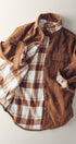 Reversible Corduroy Flannel Plaid Shacket Western for Women in BROWN - Women's Jackets & Blazers | Urban Daizy
