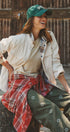 Reversible Corduroy Flannel Plaid Shacket Western for Women in CREAM - Women's Jackets & Blazers | Urban Daizy