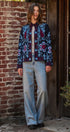 Embroidered Corduroy Jacket with Folk Floral Scroll in NAVY - Women's Jackets & Blazers | Urban Daizy