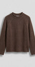 Striped Mock Neck Sweater with Rolled Neckline in BROWN - Women's Sweaters | Urban Daizy