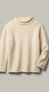 Striped Mock Neck Sweater with Rolled Neckline in IVORY - Women's Sweaters | Urban Daizy