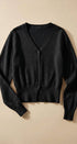 Soft V-Neck Button Knit Cardigan in BLACK - Women's Cardigans & Shrugs | Urban Daizy