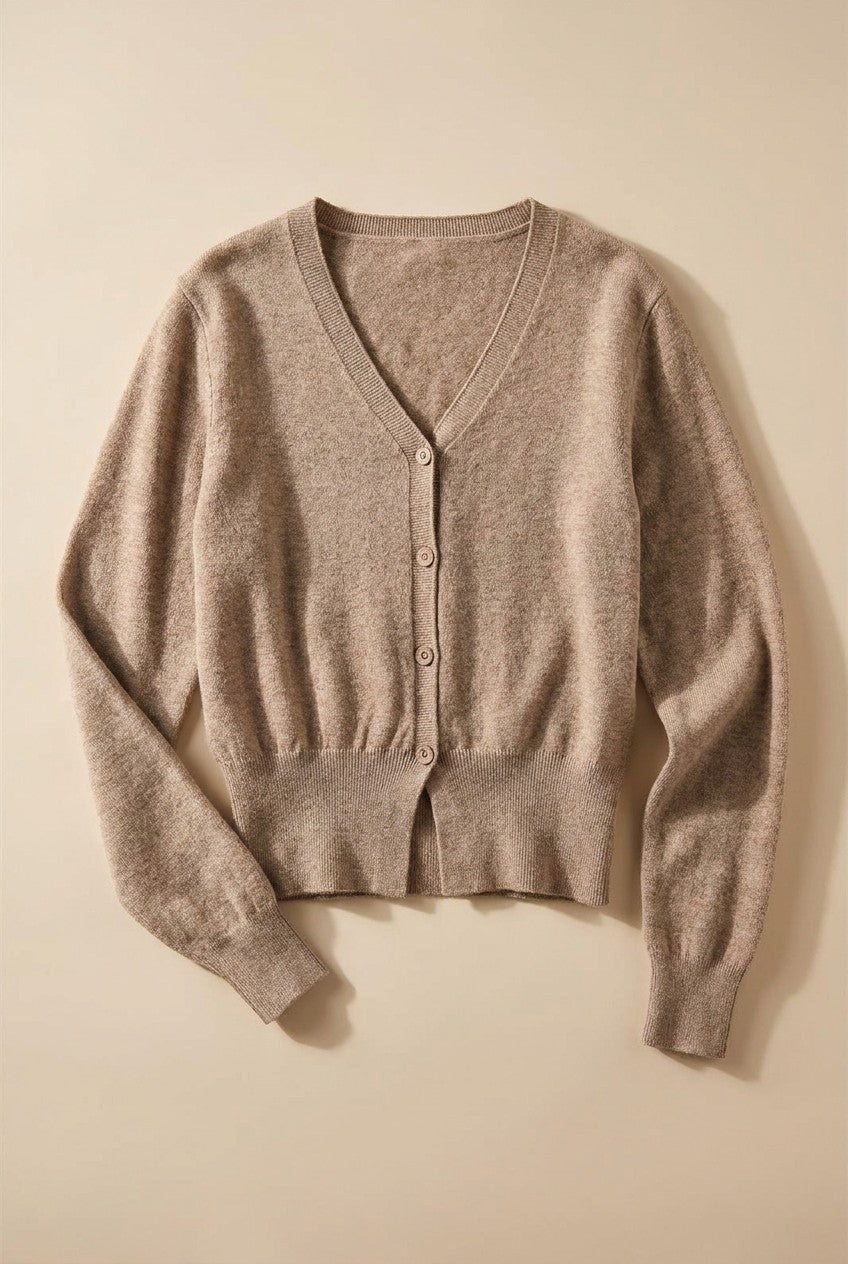Soft V-Neck Button Knit Cardigan in H MOCHA - Women's Cardigans & Shrugs | Urban Daizy