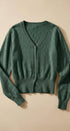 Soft V-Neck Button Knit Cardigan in DEEP GREEN - Women's Cardigans & Shrugs | Urban Daizy