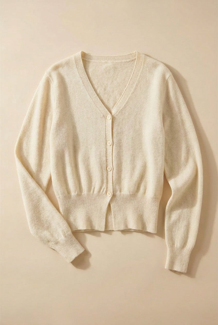 Soft V-Neck Button Knit Cardigan in WHITE - Women's Cardigans & Shrugs | Urban Daizy