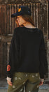 Pumpkin Embroidered Crew Neck Sweater in BLACK - Women's Sweaters | Urban Daizy