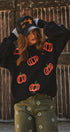 Pumpkin Embroidered Crew Neck Sweater in BLACK - Women's Sweaters | Urban Daizy