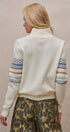 Fair Isle Quarter Zip Sweater Wool Blend with Leather Pull T in IVORY - Women's Cardigans & Shrugs | Urban Daizy