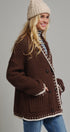Chunky Knit Cardigan Sweater with Stitch Looks in BROWN - Women's Cardigans & Shrugs | Urban Daizy
