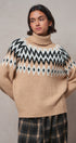 Icelandic Yoke Turtleneck Sweater in TAUPE MULTI - Women's Sweaters | Urban Daizy
