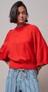 Relaxed Batwing Sleeve Sweater Top in RED - Women's Sweaters | Urban Daizy