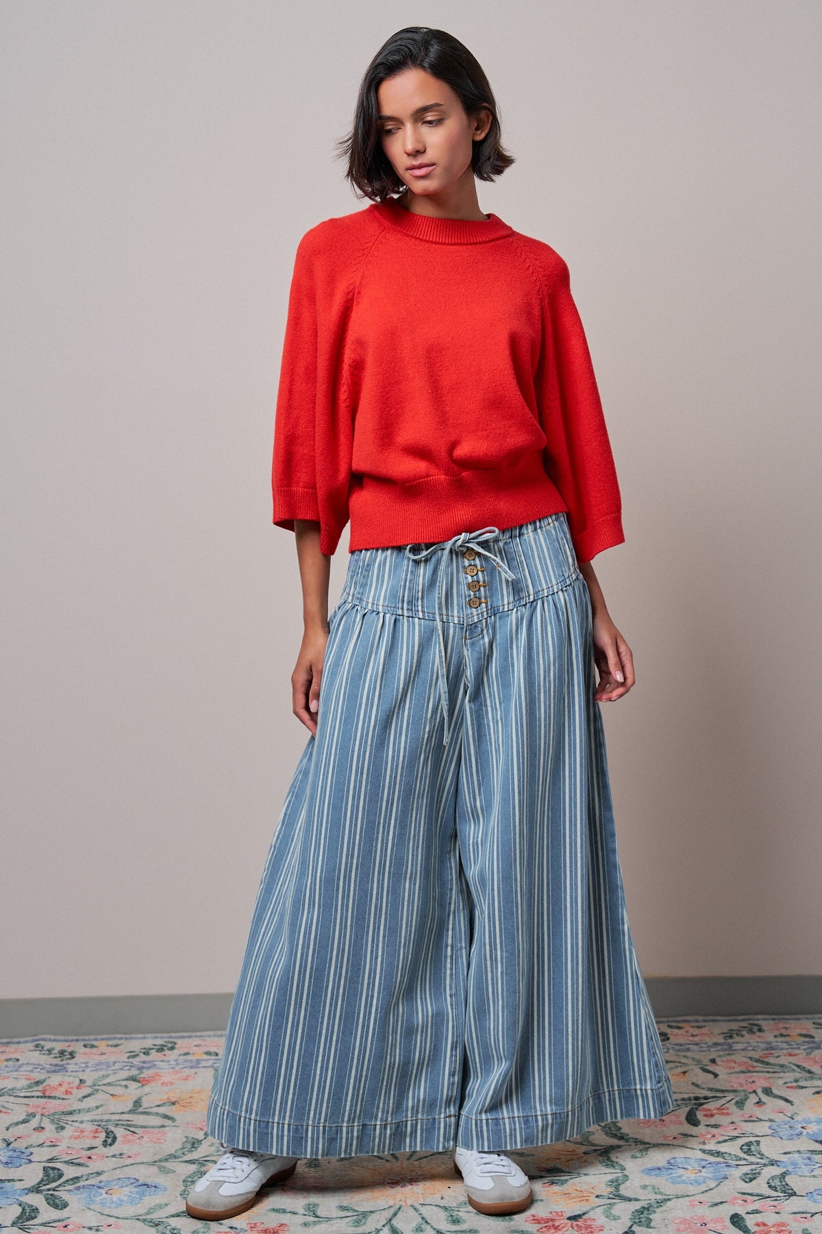 Relaxed Batwing Sleeve Sweater Top in RED - Women's Sweaters | Urban Daizy