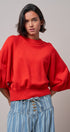 Relaxed Batwing Sleeve Sweater Top in RED - Women's Sweaters | Urban Daizy