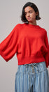 Relaxed Batwing Sleeve Sweater Top in RED - Women's Sweaters | Urban Daizy