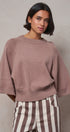 Relaxed Batwing Sleeve Sweater Top in MOCHA - Women's Sweaters | Urban Daizy