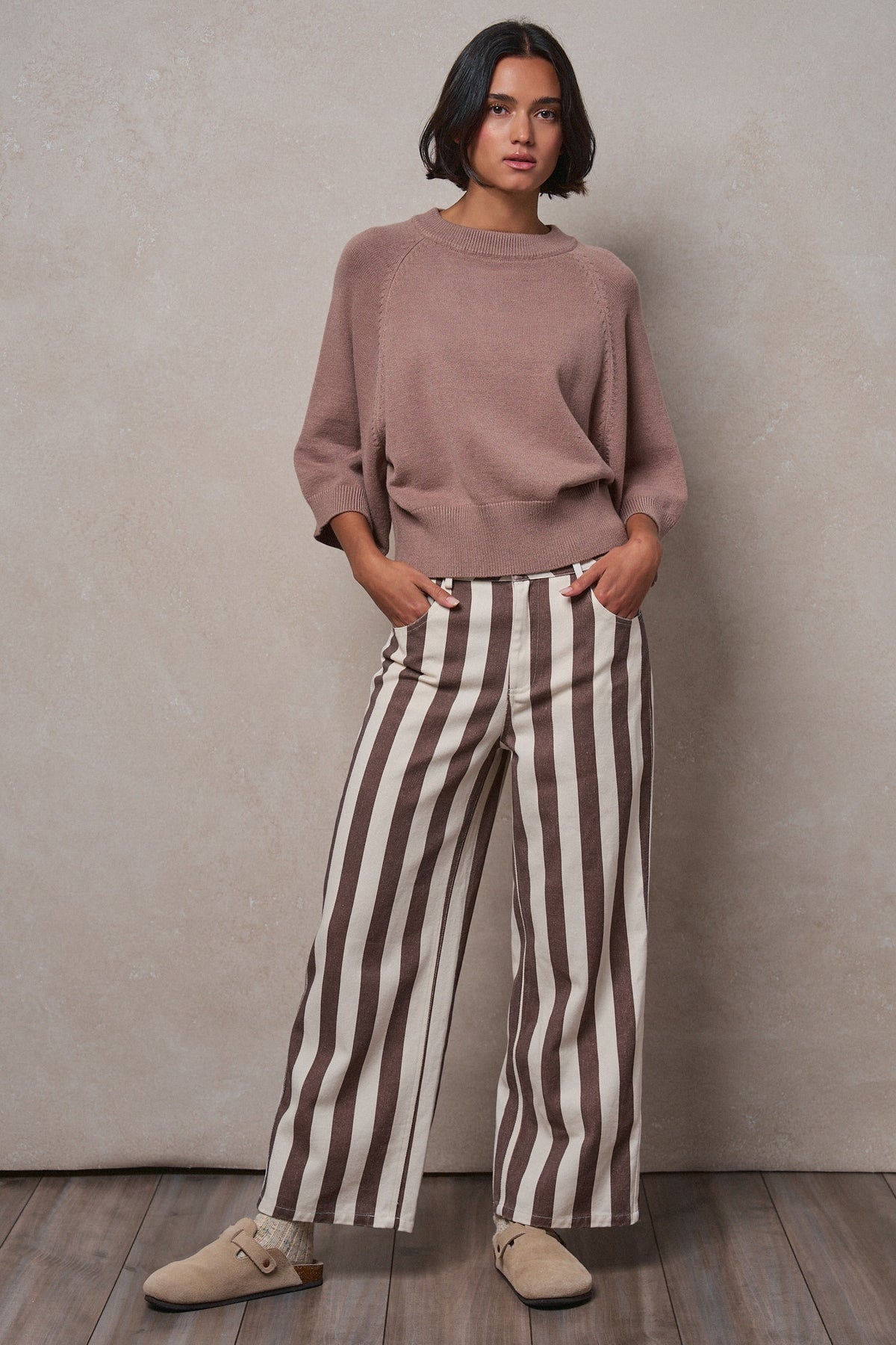 Relaxed Batwing Sleeve Sweater Top in MOCHA - Women's Sweaters | Urban Daizy