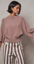 Relaxed Batwing Sleeve Sweater Top in MOCHA - Women's Sweaters | Urban Daizy