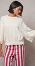 Relaxed Batwing Sleeve Sweater Top in IVORY - Women's Sweaters | Urban Daizy
