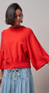 Relaxed Batwing Sleeve Sweater Top in RED - Women's Sweaters | Urban Daizy