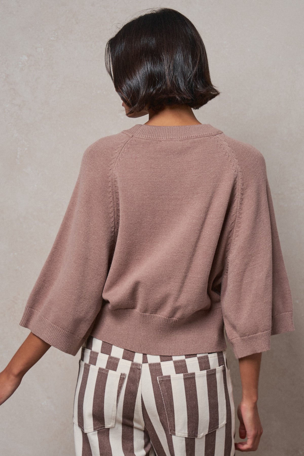 Relaxed Batwing Sleeve Sweater Top in MOCHA - Women's Sweaters | Urban Daizy