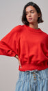 Relaxed Batwing Sleeve Sweater Top in RED - Women's Sweaters | Urban Daizy