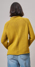 Striped Mock Neck Sweater with Rolled Neckline in MUSTARD - Women's Sweaters | Urban Daizy