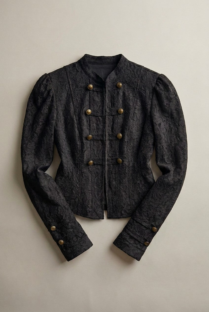 Ivory Lace Military Button Jacket - Women's Jackets & Blazers | Urban Daizy