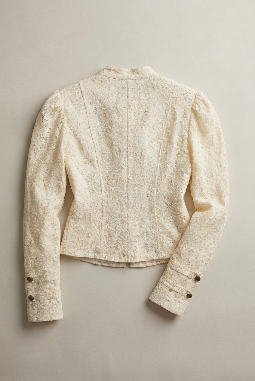 Ivory Lace Military Button Jacket - Women's Jackets & Blazers | Urban Daizy