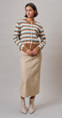 Lace Trim Striped Cardigan Coastal Grandma Preppy for Women in BROWN BLUE - Women's Cardigans & Shrugs | Urban Daizy