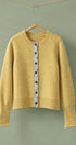 Floral Contrast Wool Blend Crew Neck Cardigan in HONEY GOLD - Women's Cardigans & Shrugs | Urban Daizy