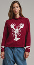 Lobster Intarsia Mock Neck Knit Sweater in BURGUNDY - Women's Sweaters | Urban Daizy