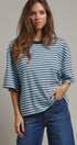 Oversized Striped Contrast Neck Boxy Tee