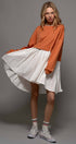 Urban Daizy Pleated Skirt Layered Statement Sweater Dress Rust Dress - Women's (UDZ-DR-00306) – alternate view 16