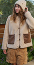 Cozy Boxy Shearling Jacket with Suede Pockets in BEIGE - Women's Jackets & Blazers | Urban Daizy
