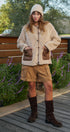 Cozy Boxy Shearling Jacket with Suede Pockets in BEIGE - Women's Jackets & Blazers | Urban Daizy
